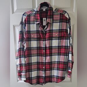 Old Navy Red Plaid Button Down Shirt